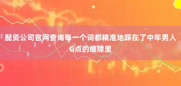 配资公司官网查询每一个词都精准地踩在了中年男人G点的缝隙里